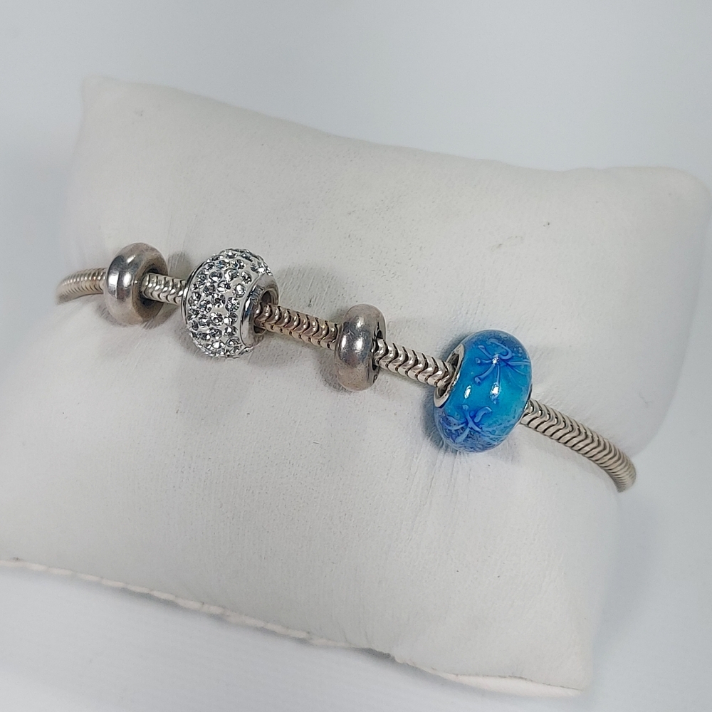 Michael Anthony Serpentine 4 Persona Charm 925 Silver 8" Bracelet
